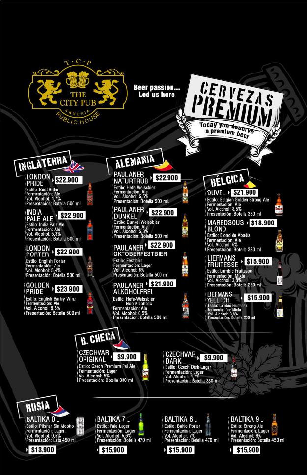 Carta de The City Pub en Armenia, Quindio — página 3